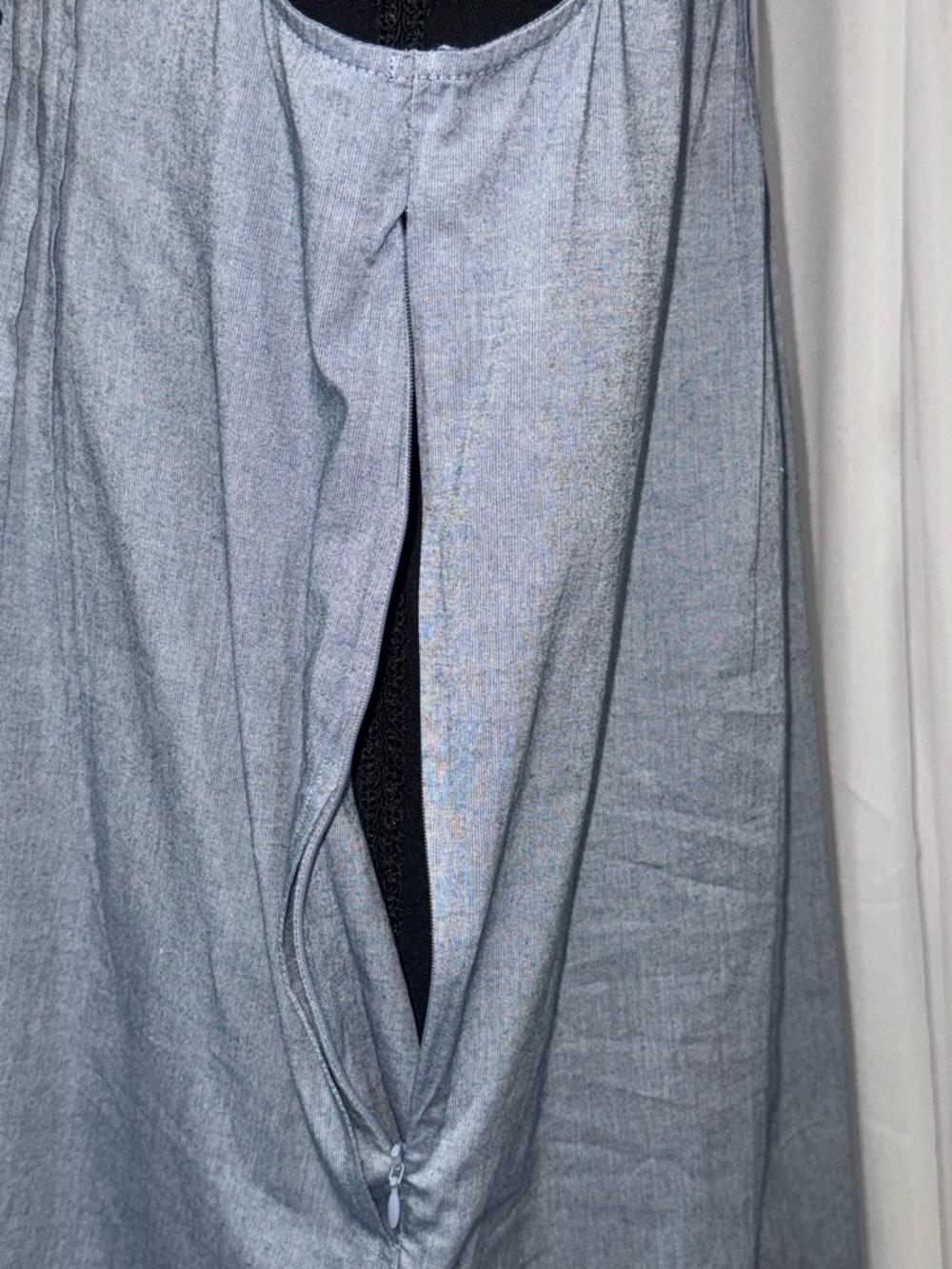 Roaman's Light Blue Midi Dress with Navy Embroidery - Picture 4 of 8